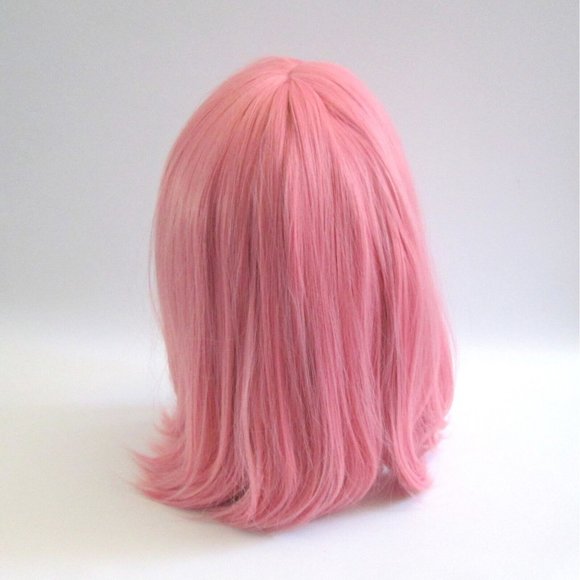 Pink Synthetic Hair Women Wig Bob Style With Bangs Lace Undercap Bubblegum Pink - Picture 3 of 10